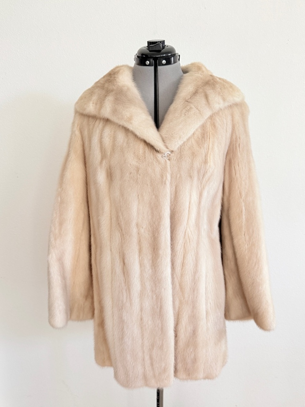 Vintage Pearl Genuine Mink Fur Coat Women's Lockwood Furs Knee Length Size M